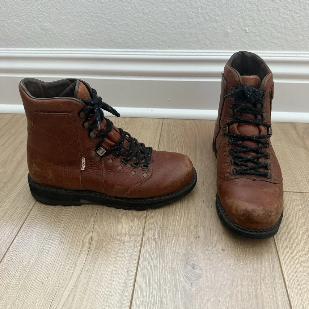 Kunzli Safari Plus Brown‎ Leather Hiking Work Boots Mens Size 8 EU 42 *read